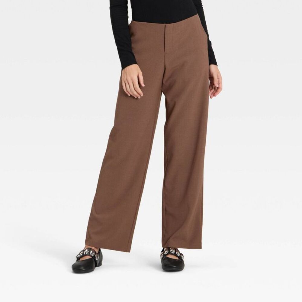 Women's Mid-Rise Bootcut Pants - A New Day Brown 14